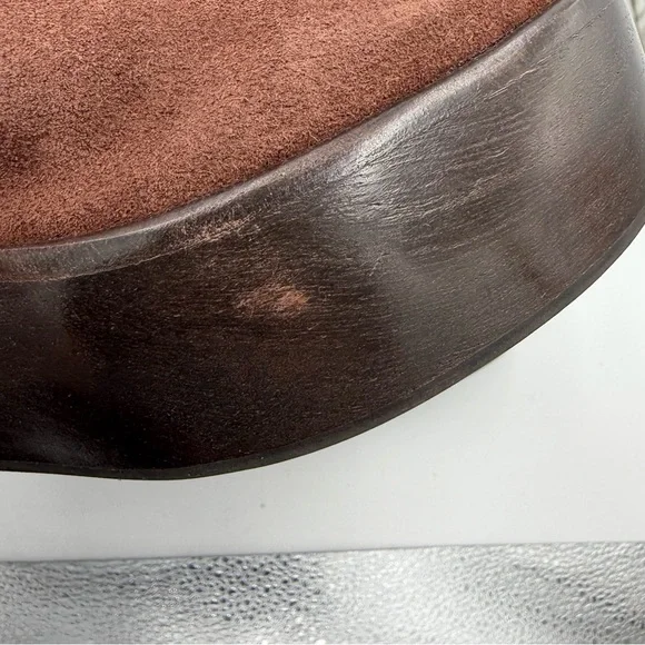 NEW Everlane Dark Umber Brown Suede Wooden Puffa Platform Clog 7 - Picture 15 of 16